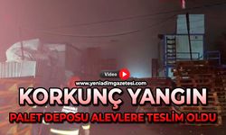 Korkunç yangın: Palet deposu alevlere teslim oldu