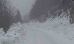 Yedigöller Milli Parkı yolunda kar yağışı etkili oluyor