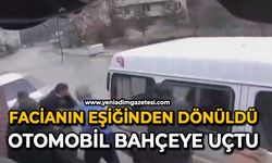Facianın eşiğinden dönüldü: Otomobil bahçeye uçtu
