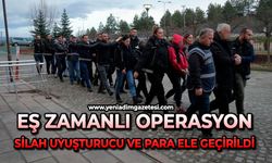 Eş zamanlı operasyon: Silah, uyuşturucu ve para ele geçirildi