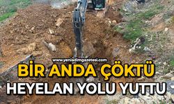 Bir anda çöktü: Heyelan yolu yuttu