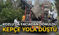 Kozlu'da kepçe dorseden yola düştü, ulaşım bir süre aksadı