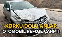 Korku dolu anlar: Otomobil refüje çarptı