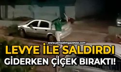 Levye ile saldırdı: Giderken çiçek bıraktı!