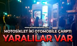 Motosiklet iki otomobile çarptı: Yaralılar var