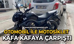 Otomobil ile motosiklet kafa kafaya çarpıştı
