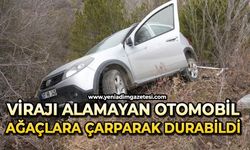 Virajı alamayan otomobil ağaçlara çarparak durabildi: 3 yaralı