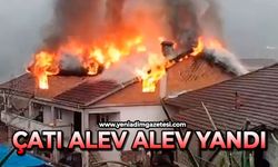 Çatı alev alev yandı