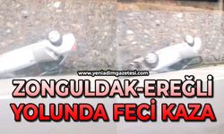 Zonguldak-Ereğli feci kaza: Otomobil kanala düştü