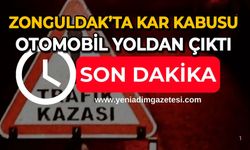 Zonguldak’ta kar kabusu: Otomobil yoldan çıktı