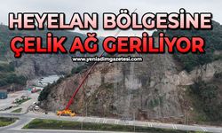 Heyelan bölgesine çelik ağ geriliyor