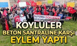 Köylüler, beton santraline karşı eylem yaptı