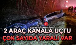 2 araç kanala uçtu: Çok sayıda yaralı var