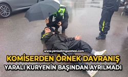 Komiserden örnek davranış: Yaralı kuryenin başından ayrılmadı