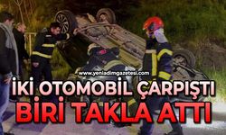Korkunç kaza: Otomobiller çarpıştı, biri takla attı