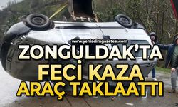 Zonguldak'ta feci kaza: Araç takla attı