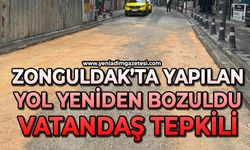 Zonguldak'ta yapılan yol yeniden bozuldu, vatandaşlar tepki gösetrdi