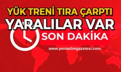 Yük treni tıra çarptı: Yaralılar var