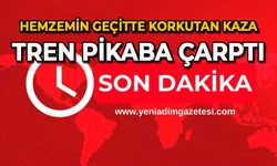 Hemzemin geçitte korkutan kaza: Tren pikaba çarptı