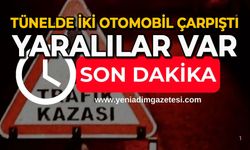 Tünelde iki otomobil çarpıştı: Yaralılar var