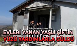 Evleri yanan yaşlı çiftin yüzü yardımlarla güldü
