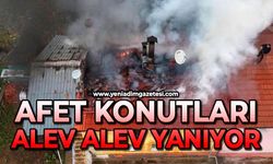 Afet konutları alev alev yanıyor