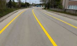 Çalıcuma Köyü'nde yol çizgi çalışmaları tamamlandı