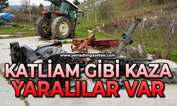 Hafif ticari araç ile çarpışan traktör ikiye bölündü: Yaralılar var