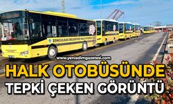 Halk otobüsünde tepki çeken görüntü