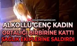 Alkollü genç kadın ortalığı bir birine kattı: Sağlık ekiplerine saldırdı