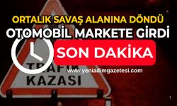 Ortalık savaş alanına döndü: Otomobil markete girdi