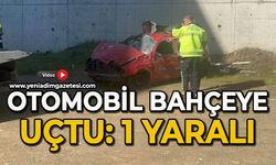Otomobil bahçeye uçtu: 1 yaralı
