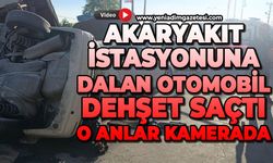 Akaryakıt istasyonuna dalan otomobil dehşet saçtı: O anlar kamerada