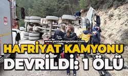 Virajı alamayan hafriyat kamyonu devrildi: 1 ölü