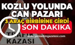 Kozlu yolunda can pazarı: 3 araç birbirine girdi