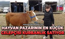 Hayvan pazarının en küçük celepçisi kurbanlık satışına başladı