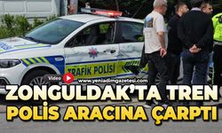 Zonguldak'ta tren polis aracına çarptı