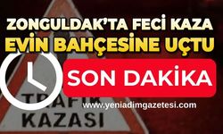 Zonguldak’ta feci kaza: Otomobil evin bahçesine uçtu