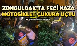 Zonguldak'ta feci kaza: Motosiklet çukura düştü