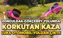 Zonguldak-Gökçebey yolunda korkutan kaza: Lüks otomobil yoldan çıktı!