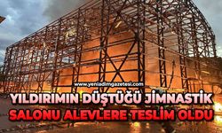 Yıldırımın düştüğü jimnastik salonu alevlere teslim oldu