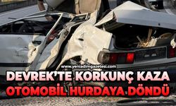 Devrek’te korkunç kaza: Otomobil hurdaya döndü
