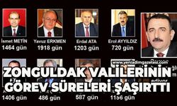 Zonguldak valilerinin görev süreleri şaşırttı