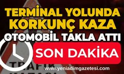Terminal yolunda otomobil takla attı