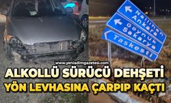 Alkollü sürücü dehşeti: Yön levhasına çarpıp kaçtı