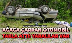 Ağaca çarpan otomobil takla attı: 3 yaralı