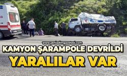 Kamyon şarampole devrildi: Yaralılar var