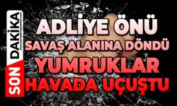 Adliye önü savaş alanına döndü: Masa ve sandalyeler havada uçuştu