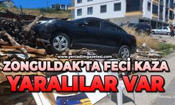 Kadın sürücü odun deposuna daldı: Yaralılar var