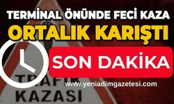 Terminal önünde feci kaza: Otomobile çarptı